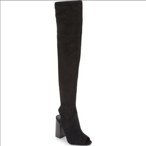 ALDO Winker black open toed over the knee boots size 9